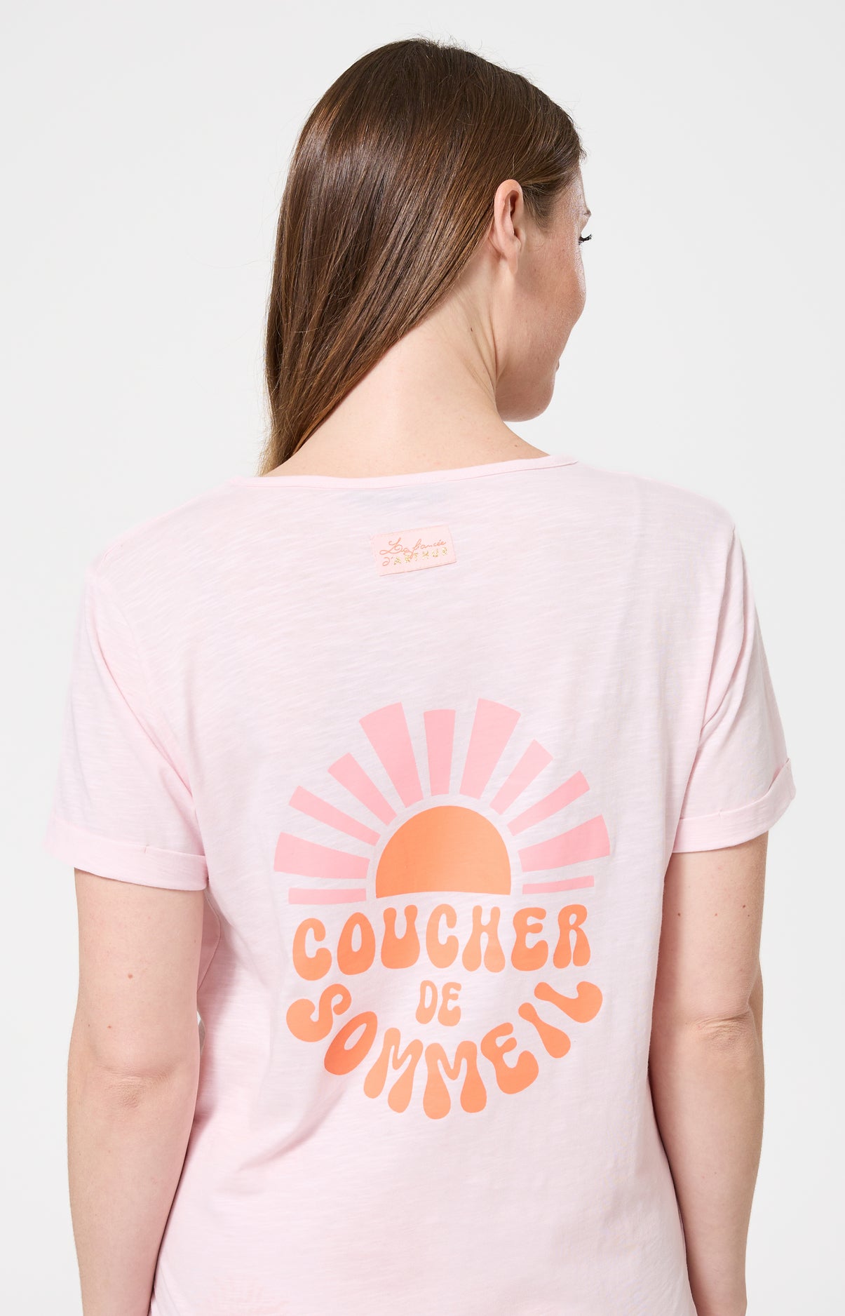 Pyjama Femme Coucher de sommeil Manches courtes Imprimé coucher de soleil orange 7
