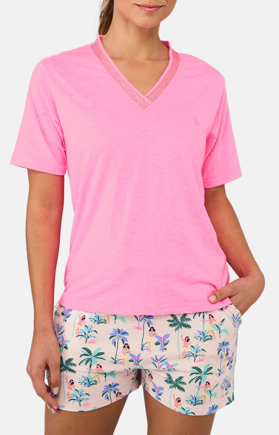 Tee-shirt Femme Rose fluo 1