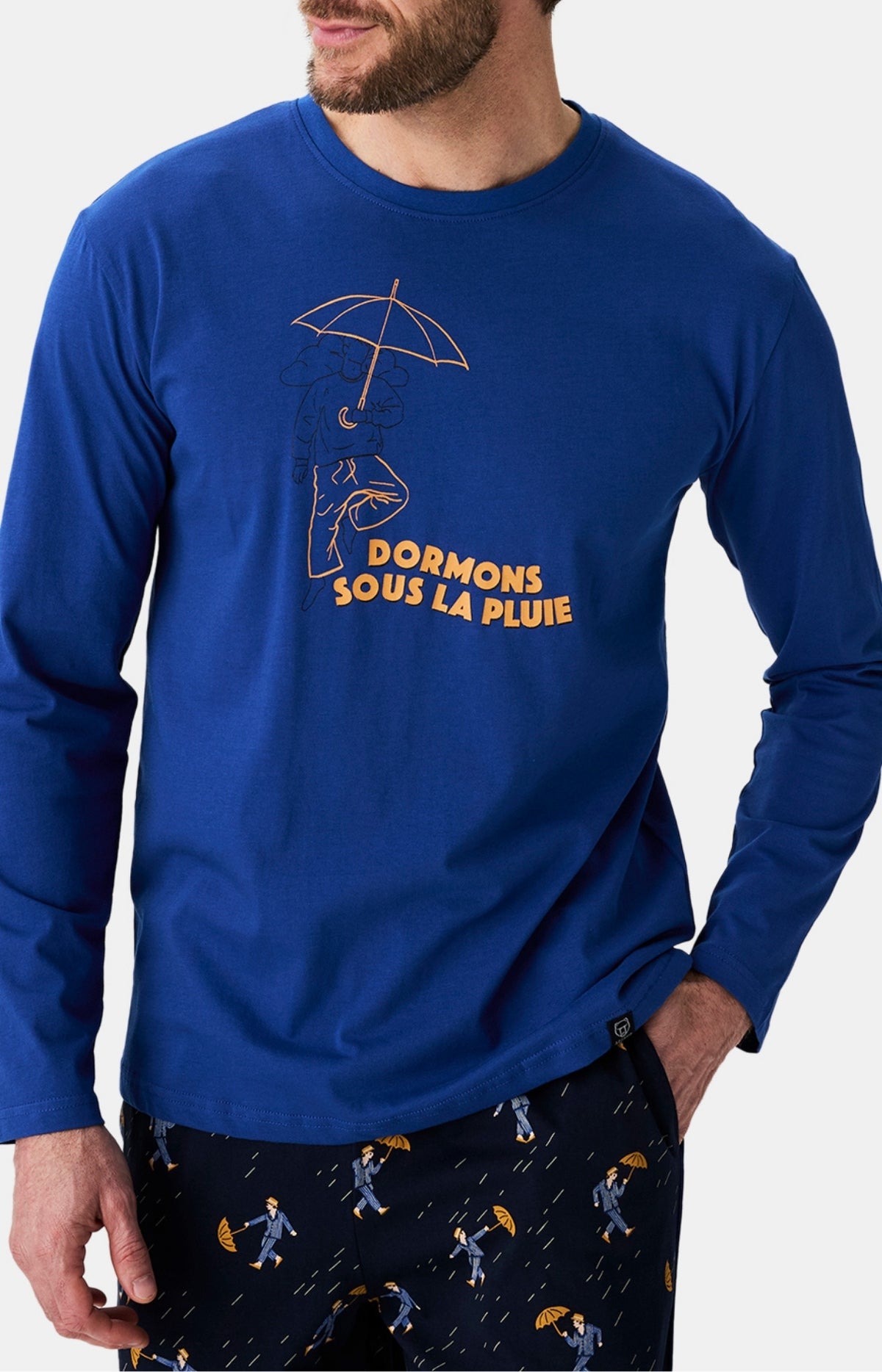 Pyjamas Homme Dormons sous la pluie GRIS 4