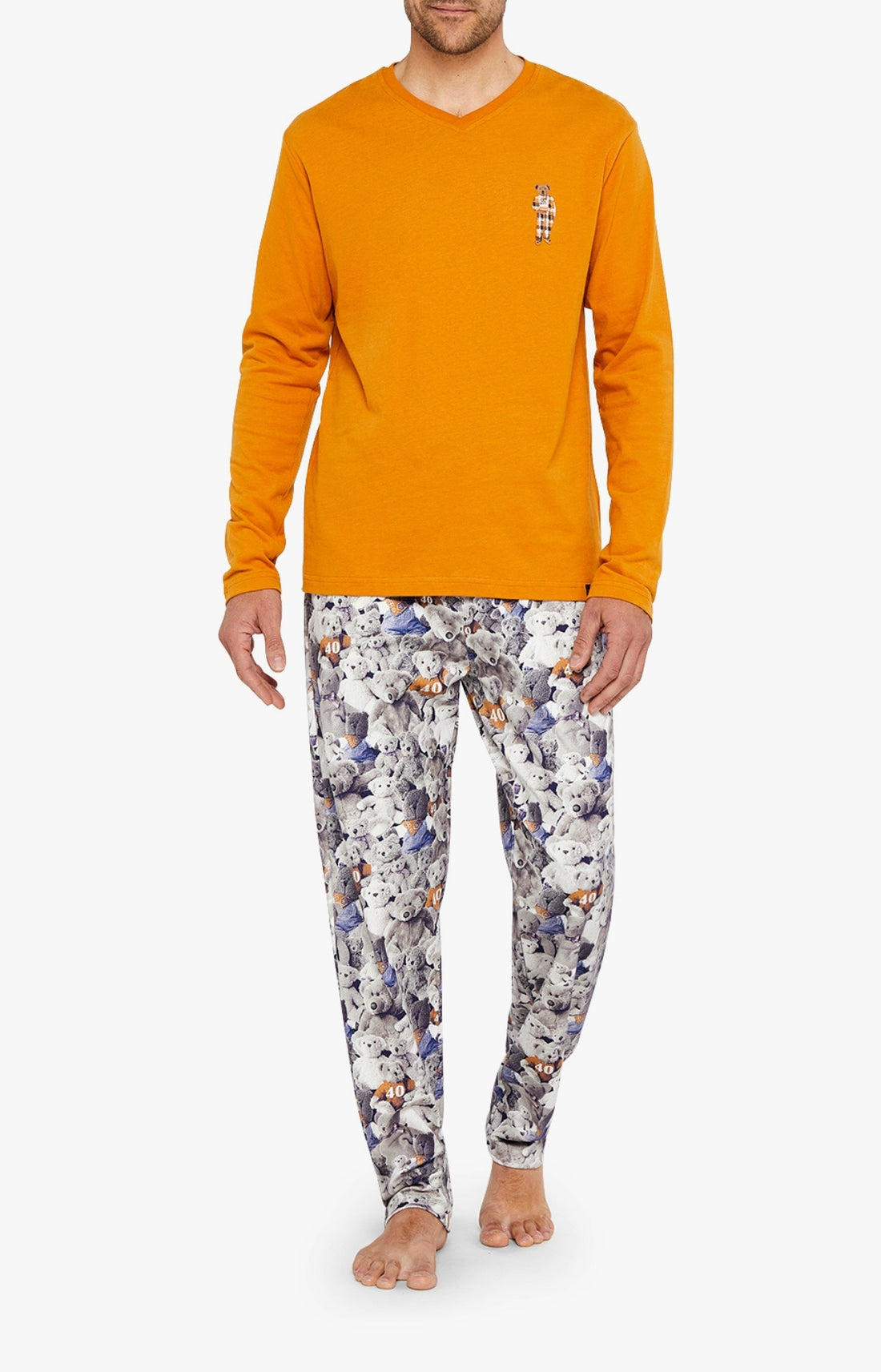 Pyjama long Homme Teddy 40 ans Beige et Marron 1