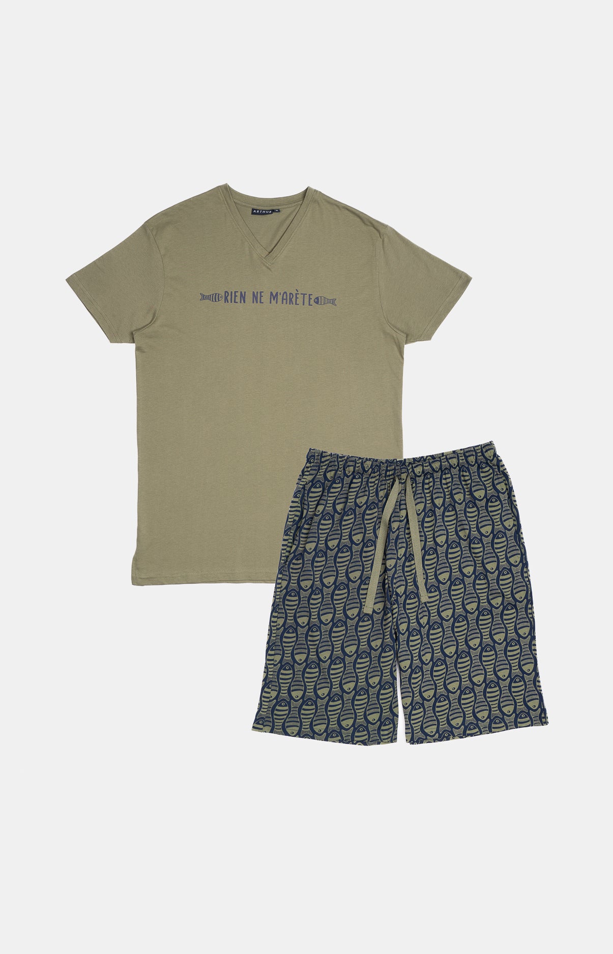 Pyjashort Poisson Kaki Homme 3