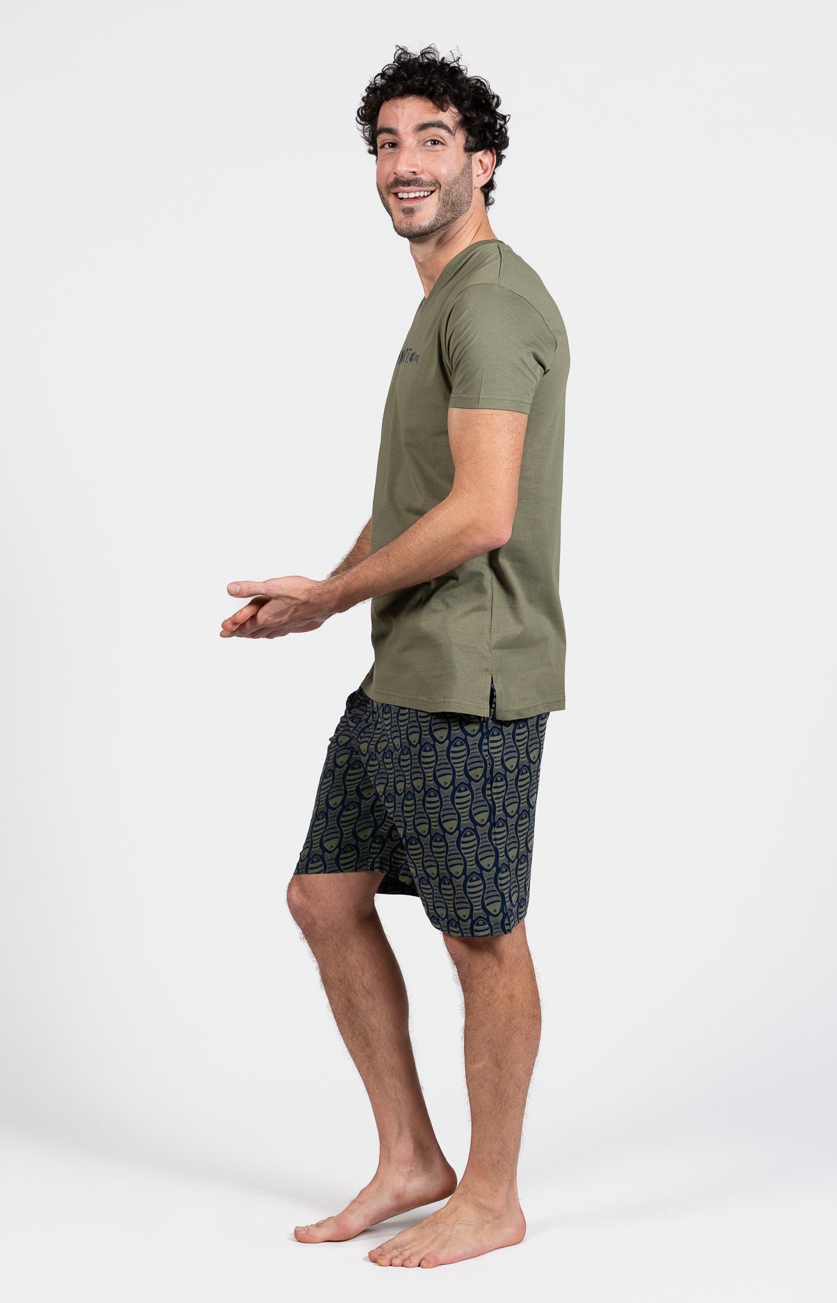 Pyjashort Poisson Kaki Homme 5
