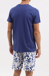 Pyjama Homme Matisse Imprimé feuillage bleu et blanc 4
