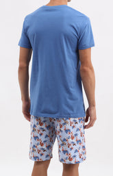 Pyjama Homme Oasif bleu Imprimé palmiers et fleurs hawaiiens 4