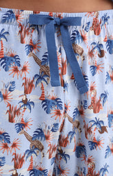 Pyjama Homme Oasif bleu Imprimé palmiers et fleurs hawaiiens 3