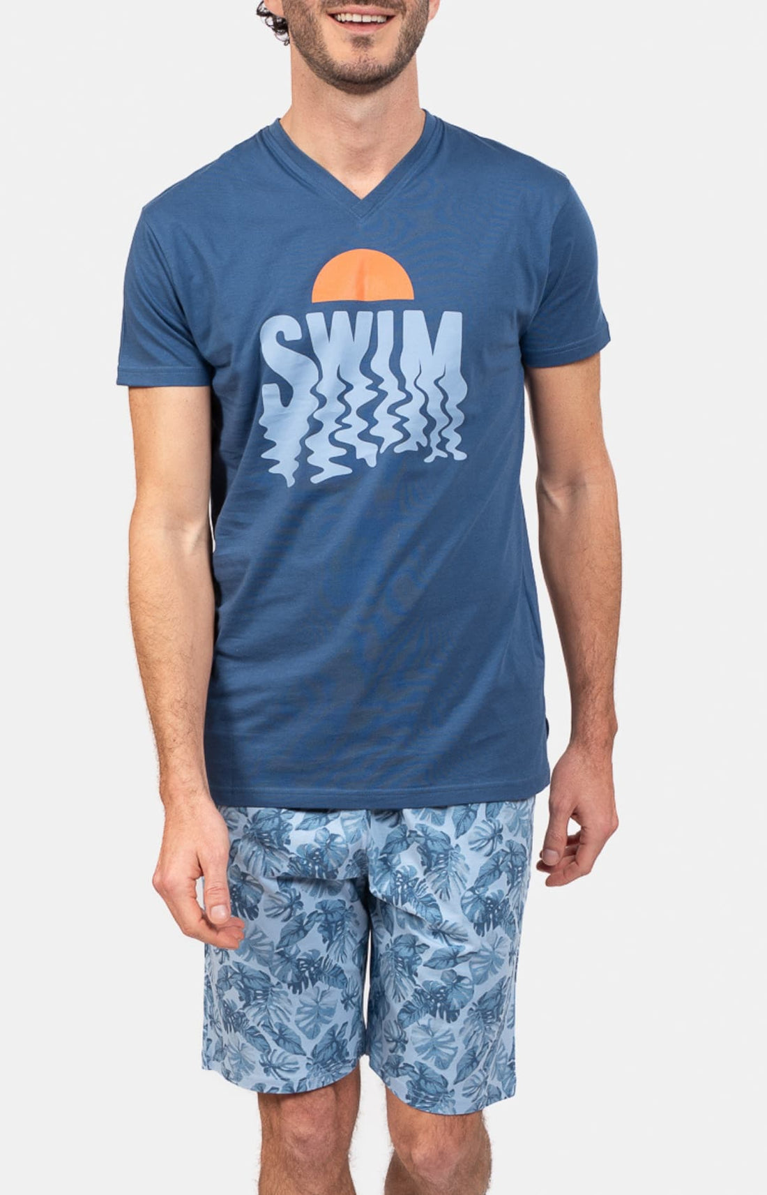 Pyjashort Palmier Bleu Homme 1