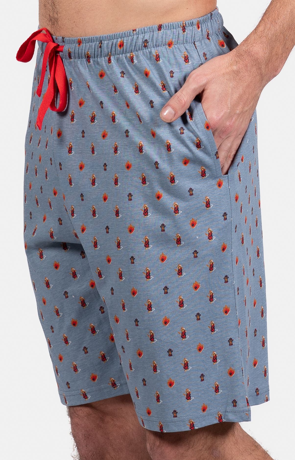 Pyjashort Homme Pompier Bleu et Rouge 4
