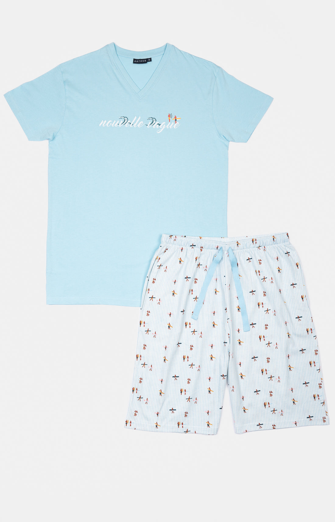 Pyjashort Homme Surf Bleu et Rose 3