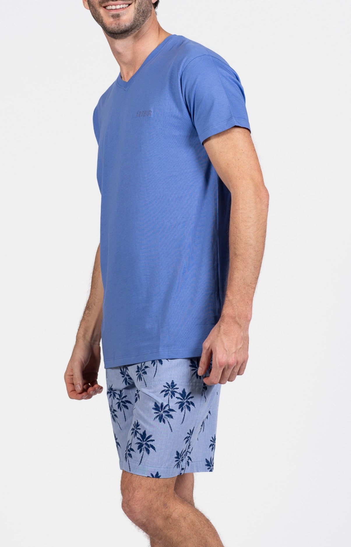 Pyjashort Homme Palmier Bleu 5