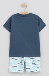 Pyjama short enfant mixte canoé bleu canard 3