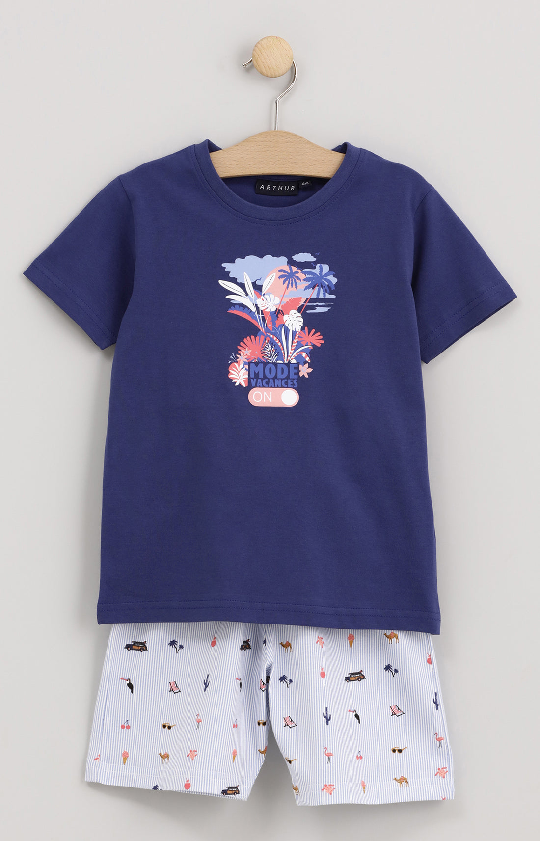 Pyjama Enfant Mode vacances ON Imprimé rayures et illustrations vacances 1