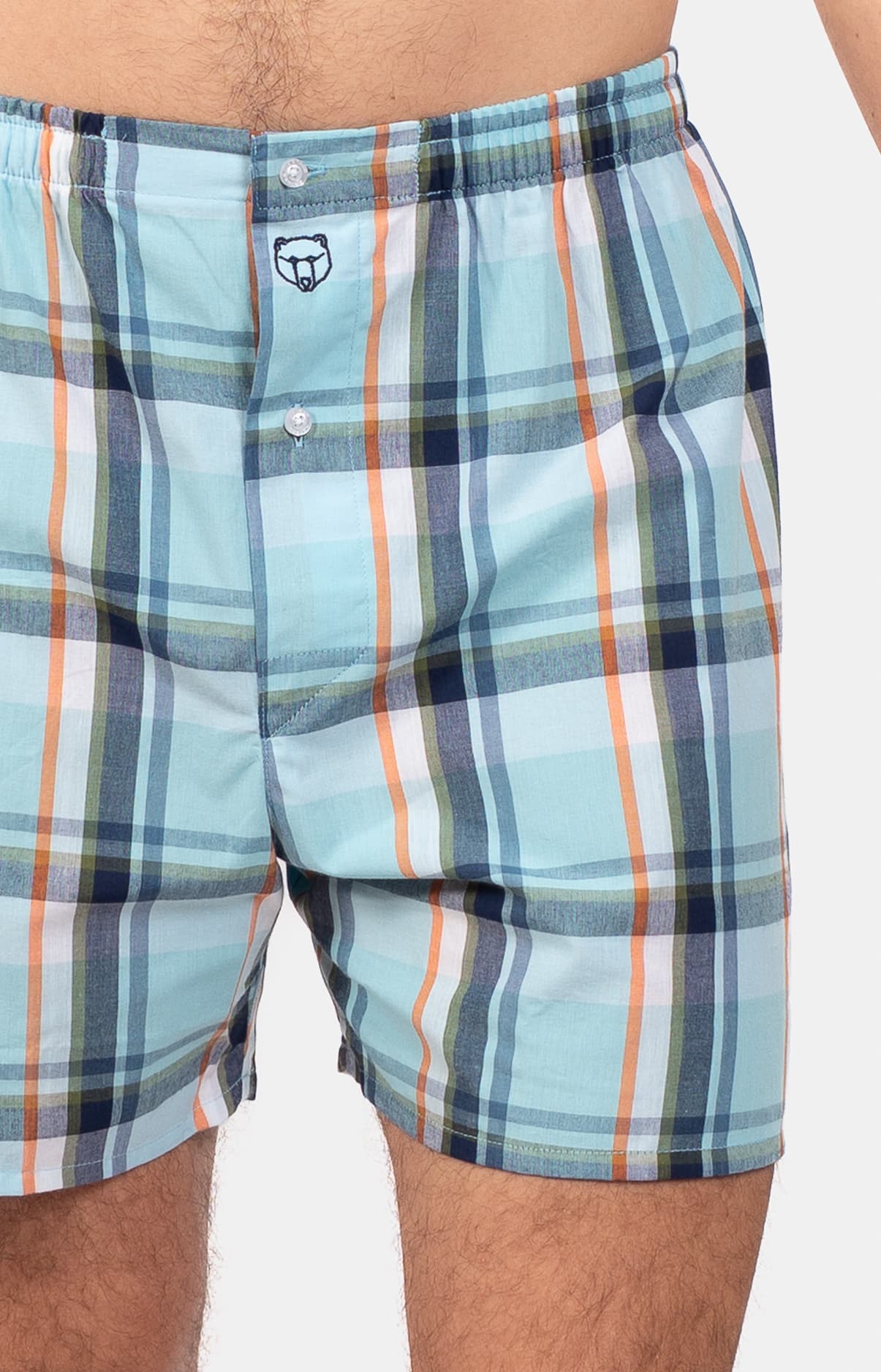 Caleçon classique à carreaux bleu Homme 1