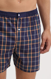 Caleçon homme carreaux bleu marine 1