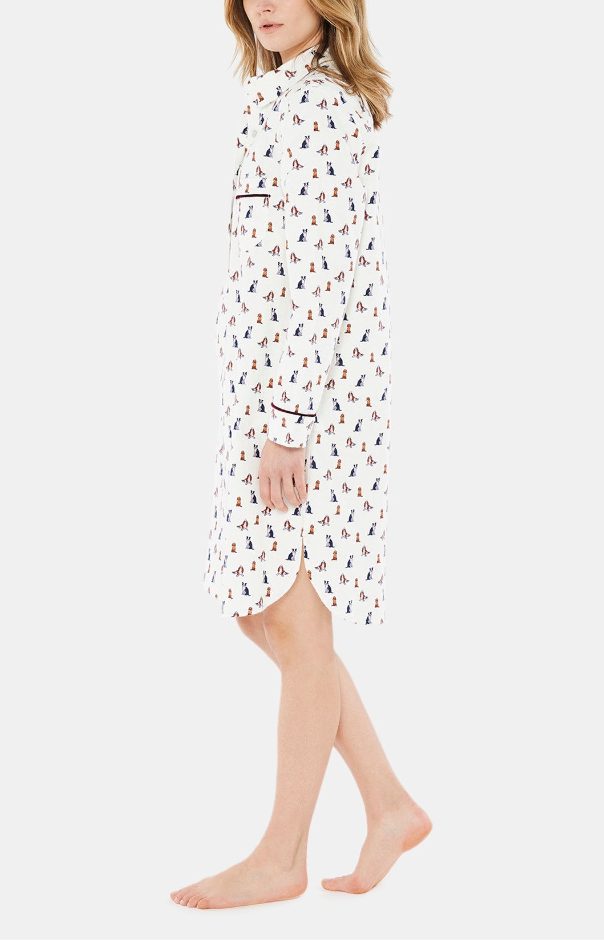 Chemise de nuit Grand-Père Femme Toutou Blanc et Ivoire 2
