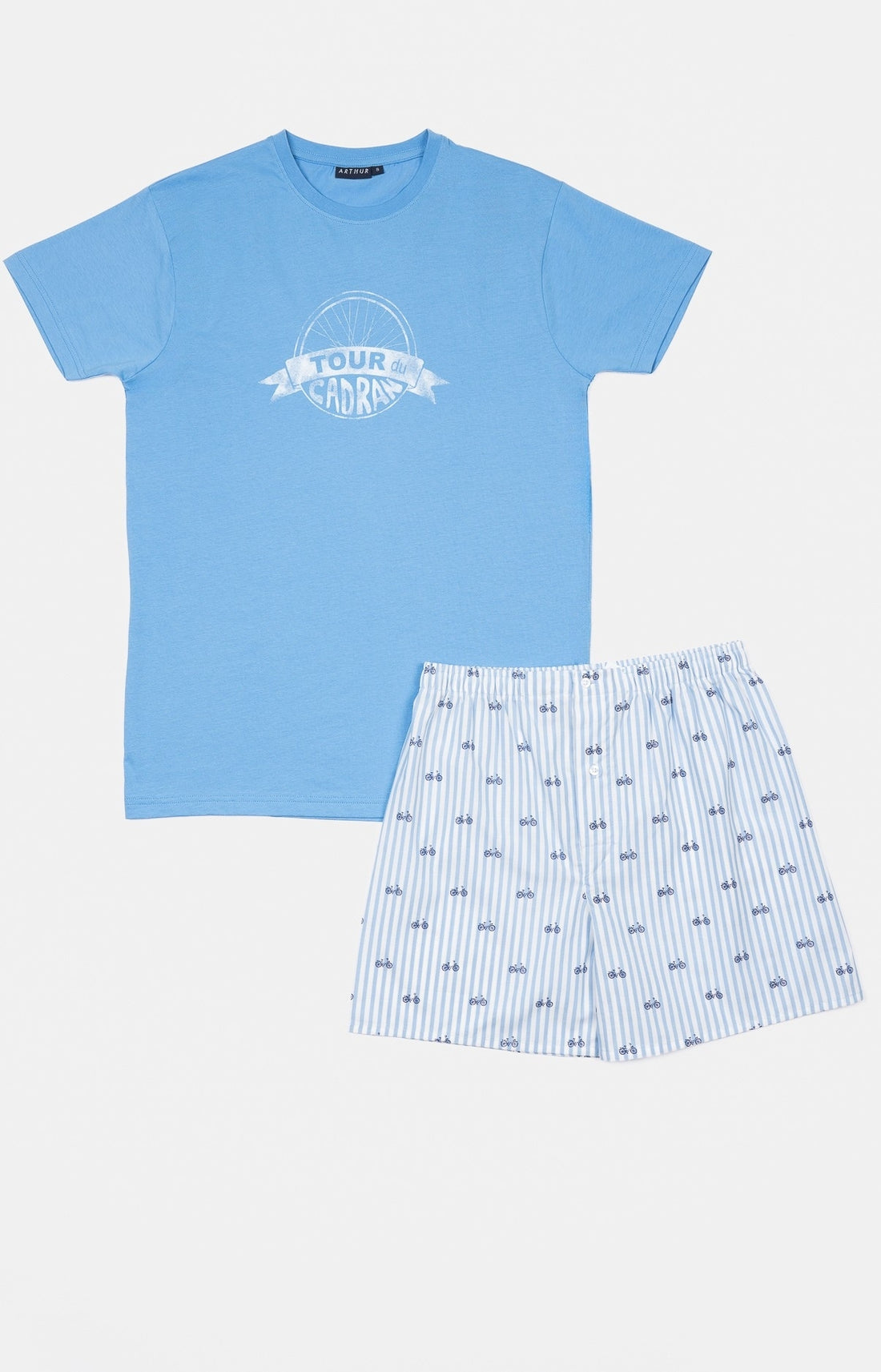 Pyjama court Pyjaméricain Homme Tour du cadran Bleu 3