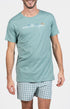 Pyjama court Pyjaméricain Homme Vichy Bleu et Vert 1