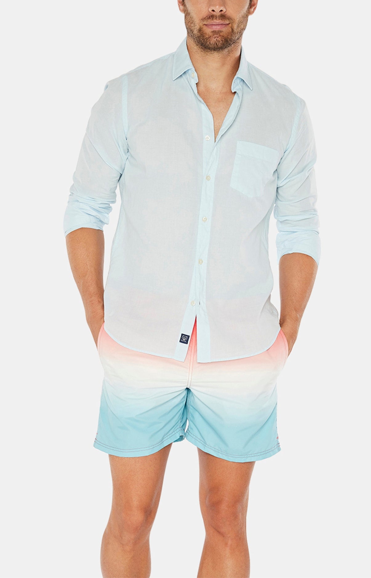 Chemise Homme Voile de Coton Bleu 1