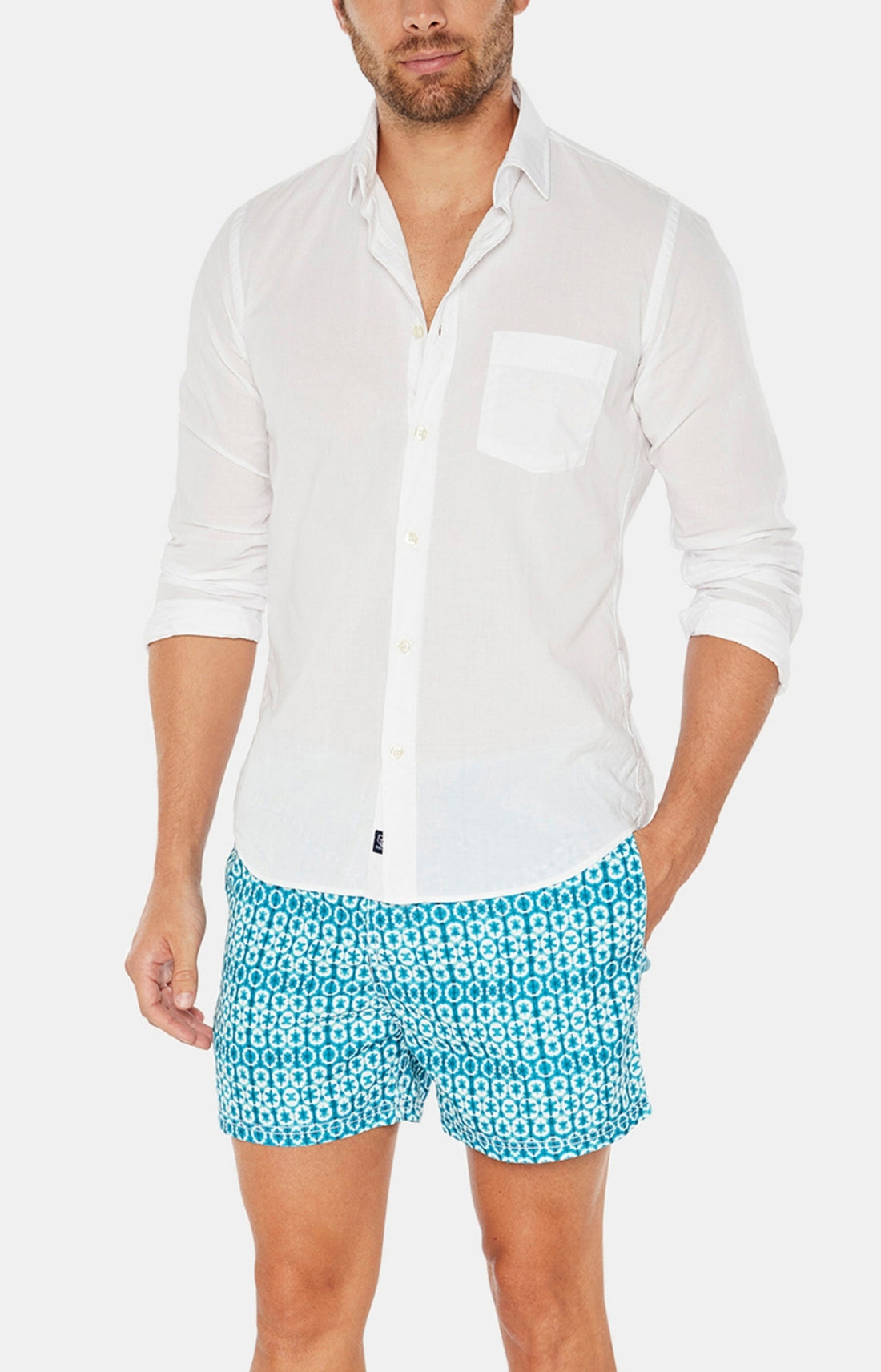 Chemise Homme Voile de Coton Bleu 6