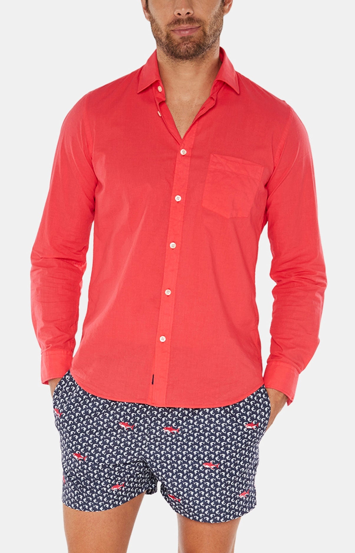 Chemise Homme Voile de Coton Bleu 16