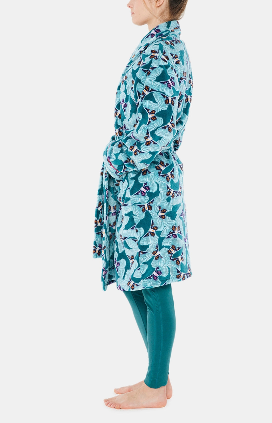 Robe de Chambre Femme Polaire Papillon Vert 2