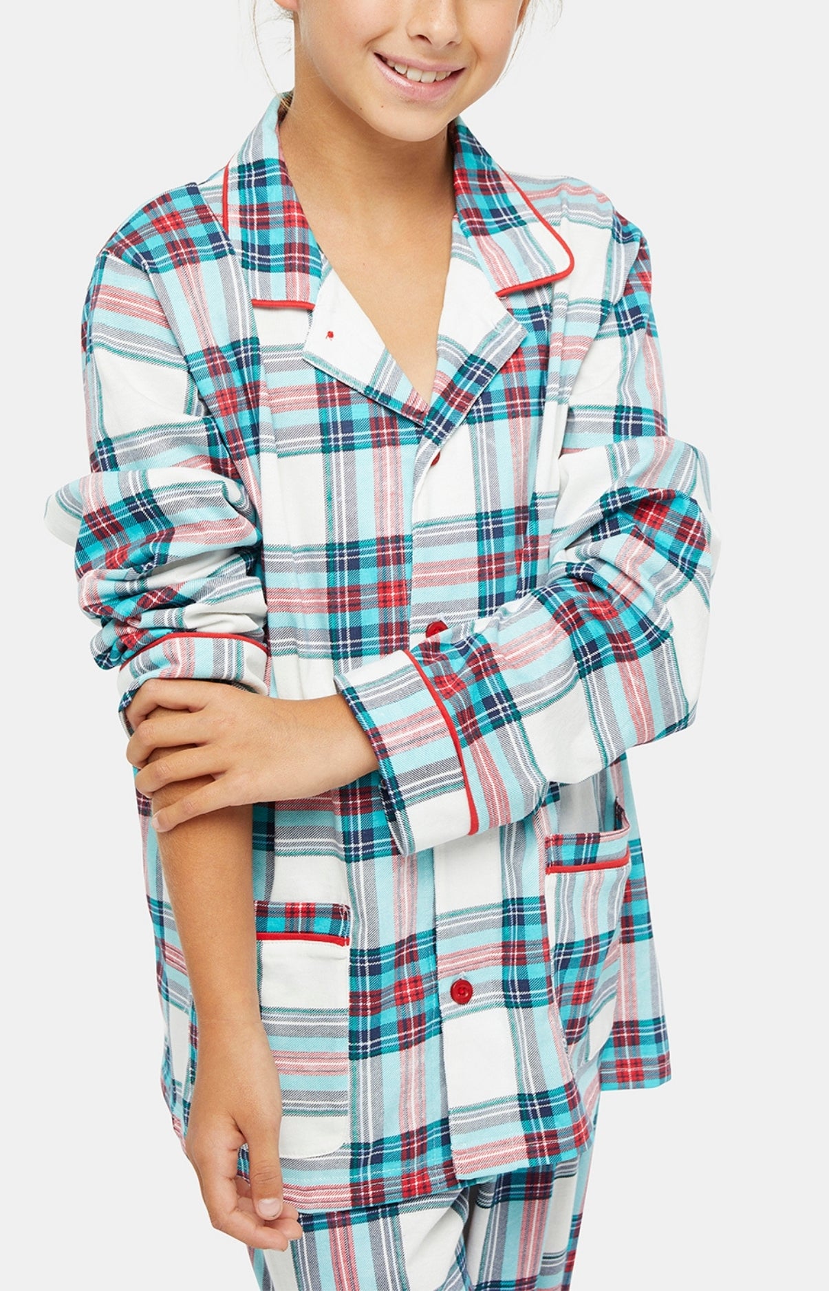 Pyjama long boutonné Enfant Honoré Blanc et Ivoire 2