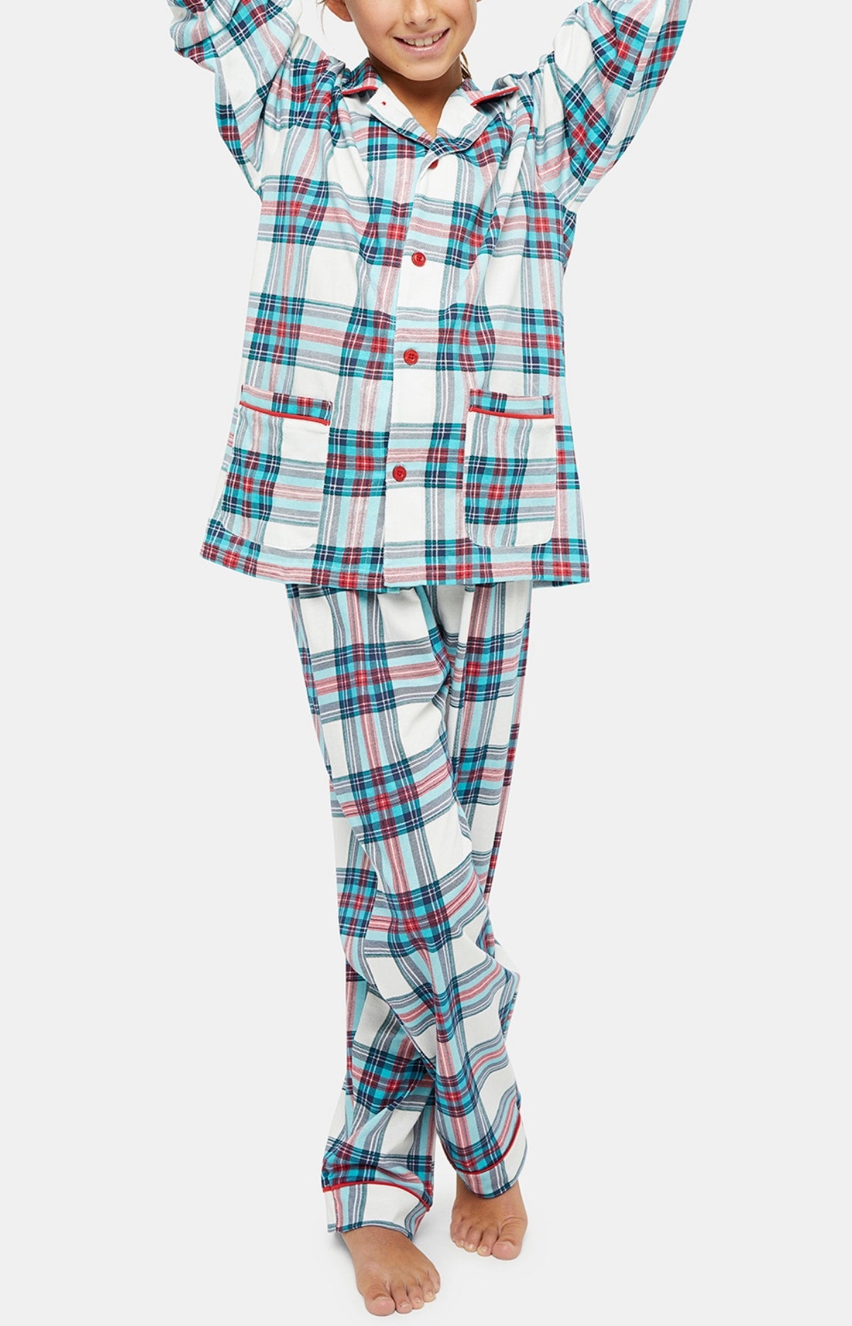 Pyjama long boutonné Enfant Honoré Blanc et Ivoire 1