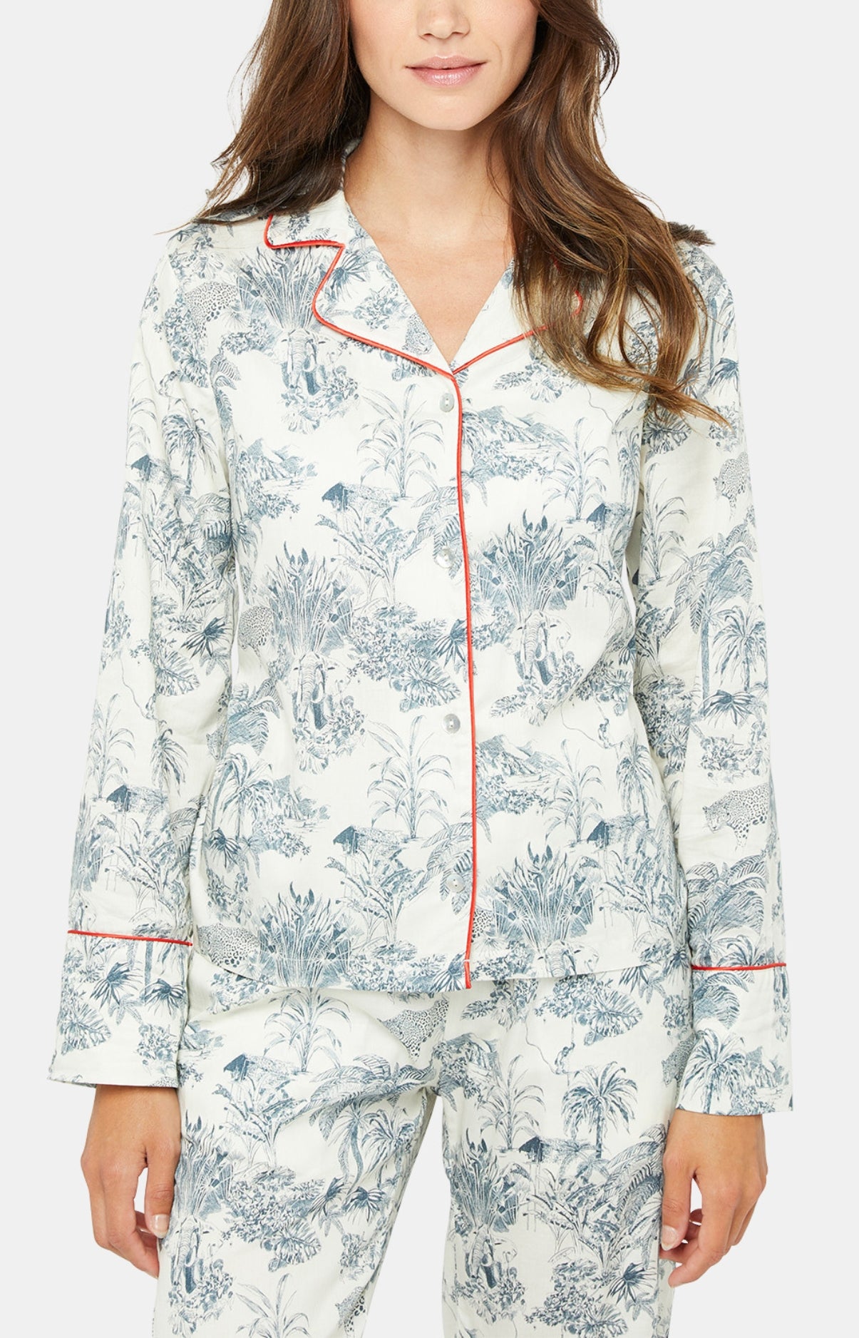 Pyjama long Enfant boutonné Jouy Gris 1