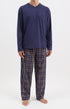 Pyjama long homme bleu marine et carreaux 1