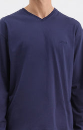 Pyjama long homme bleu marine et carreaux 2