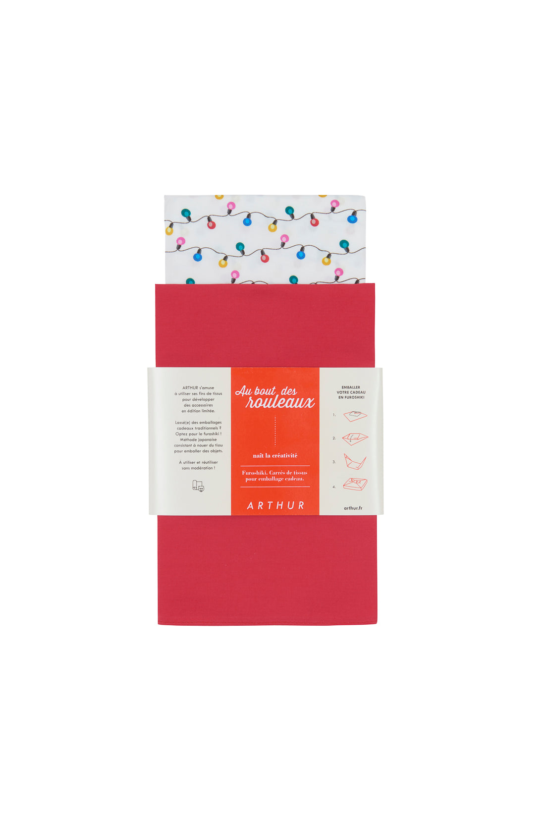 Furoshiki Accessoire Uni &amp; Ampoules Rouge 2