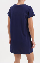 Chemise de nuit femme courte bleu marine 3