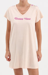 Chemise de nuit femme courte rose clair 1