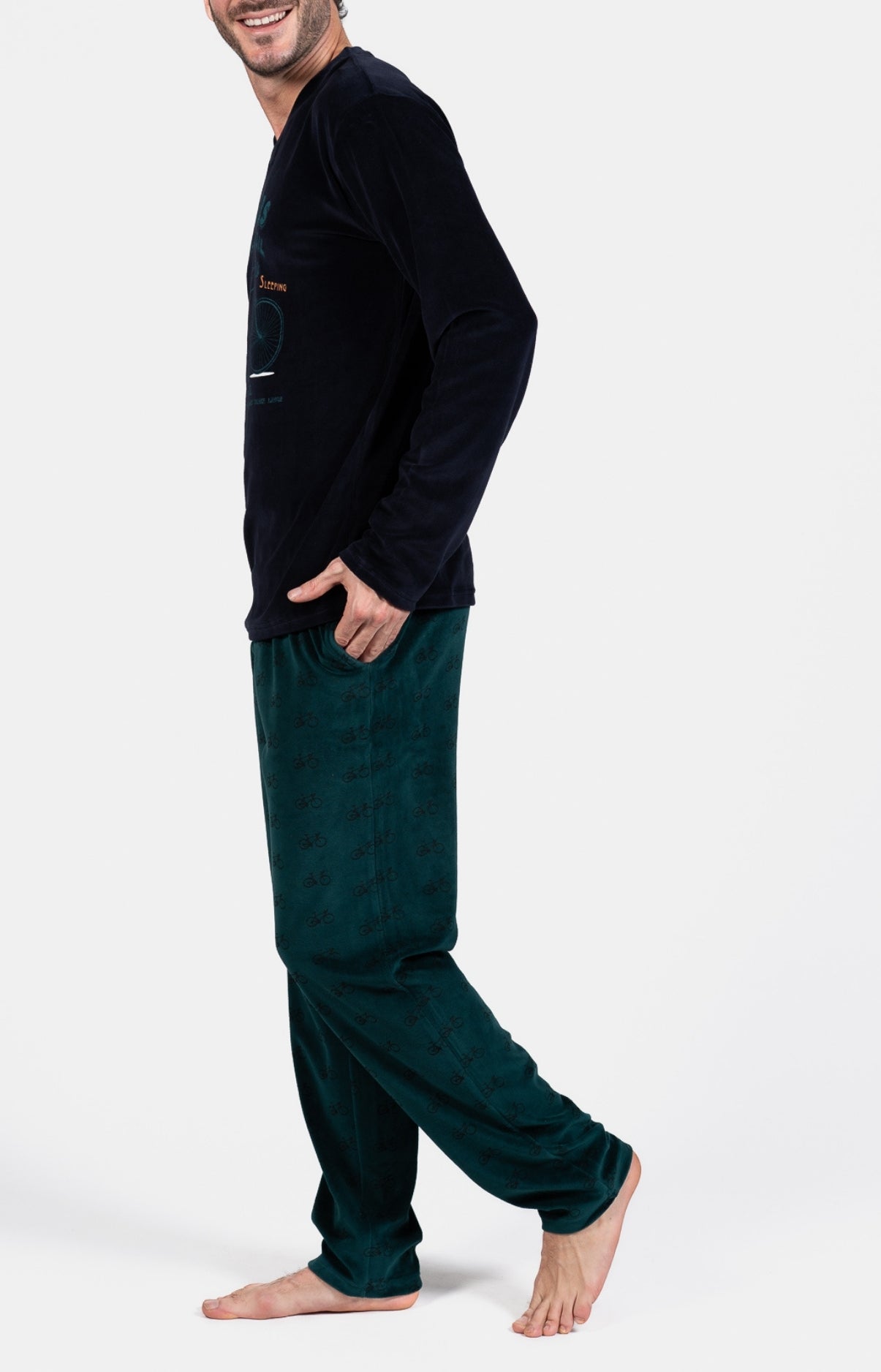 Pyjama long Femme Cycliste Vert et Marine 5