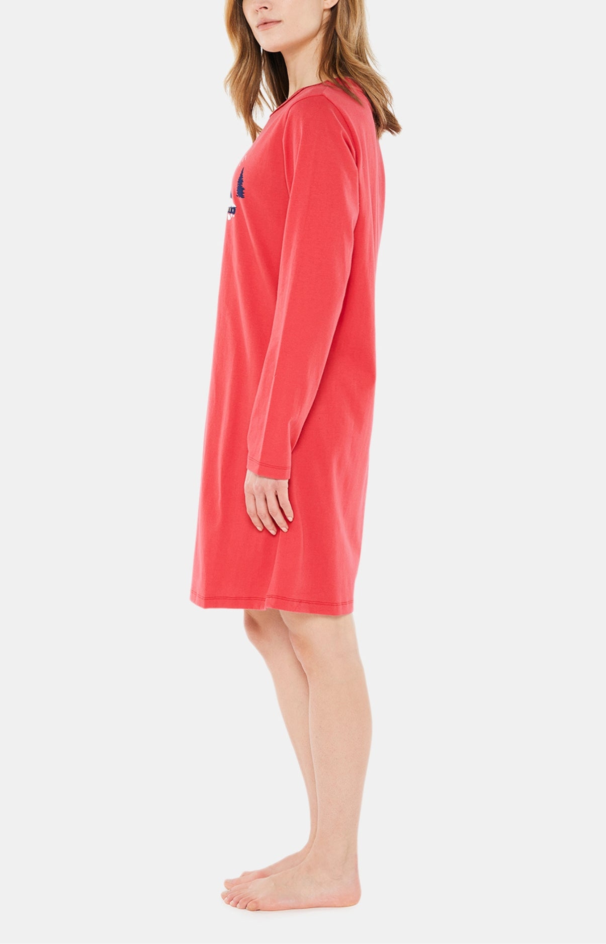 Chemise de Nuit Femme Petits Chalets Rouge 2