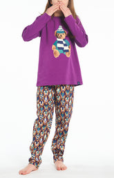 Pyjama long Enfant Teddy Violet et Bordeaux 5