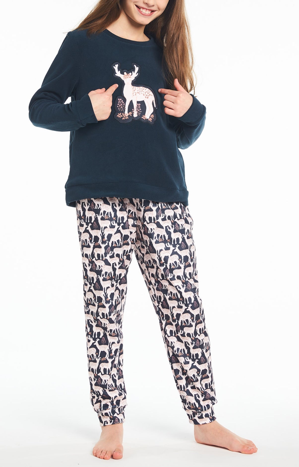 Pyjama long Enfant Polaire Biche Marine 4