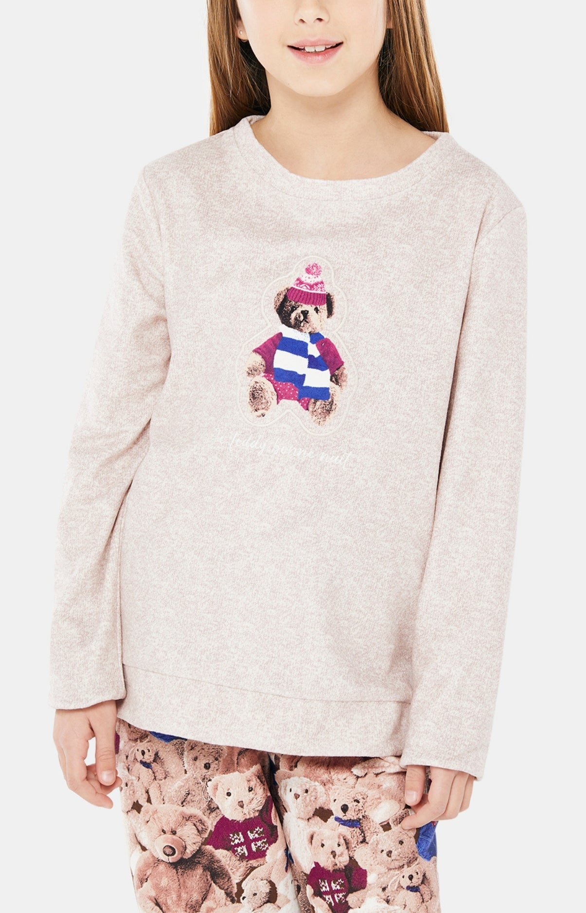 Pyjama long Enfant Polaire Teddy Beige et Marron 2