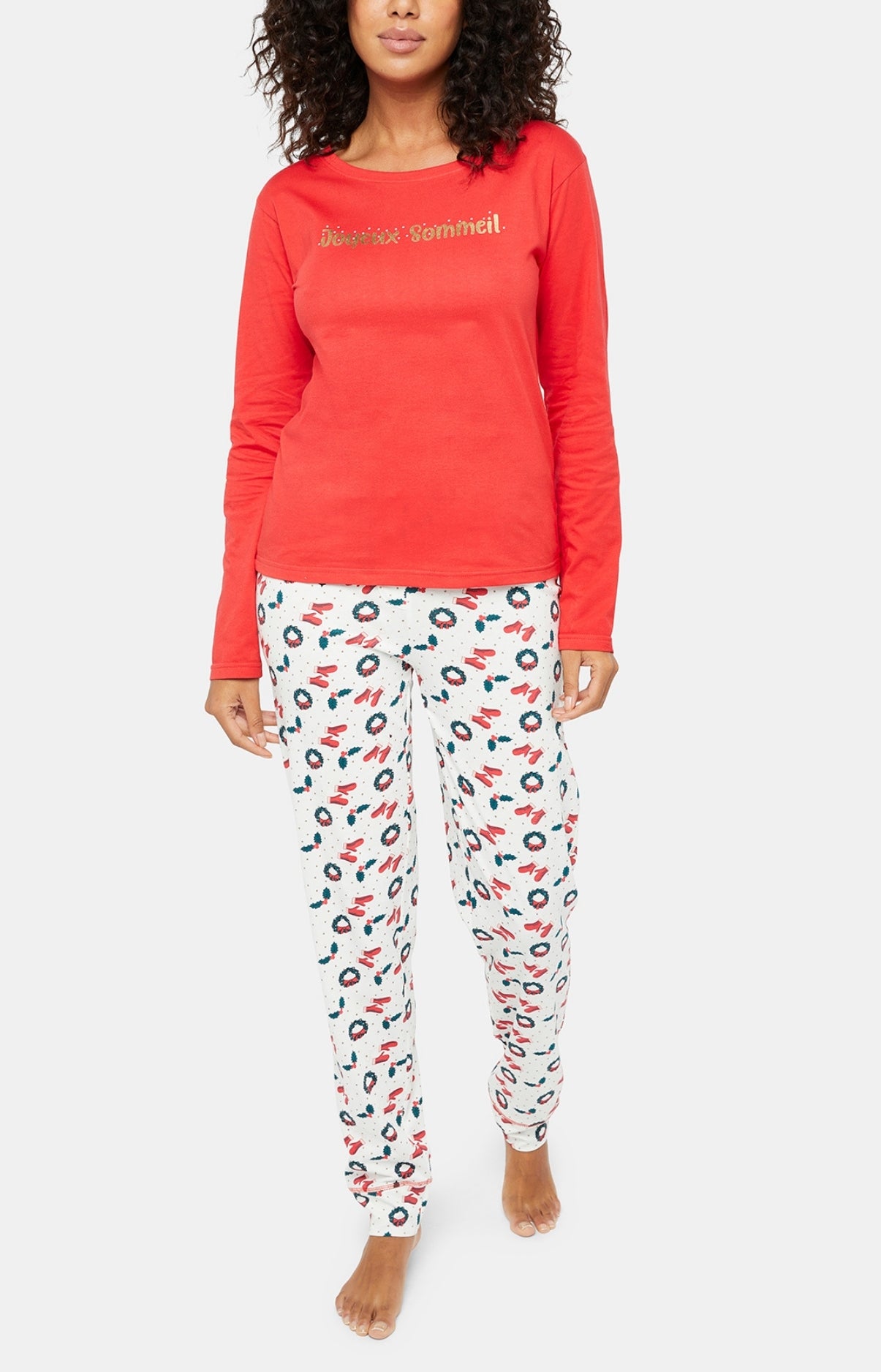 Pyjama long Femme Joyeux sommeil Rouge 1