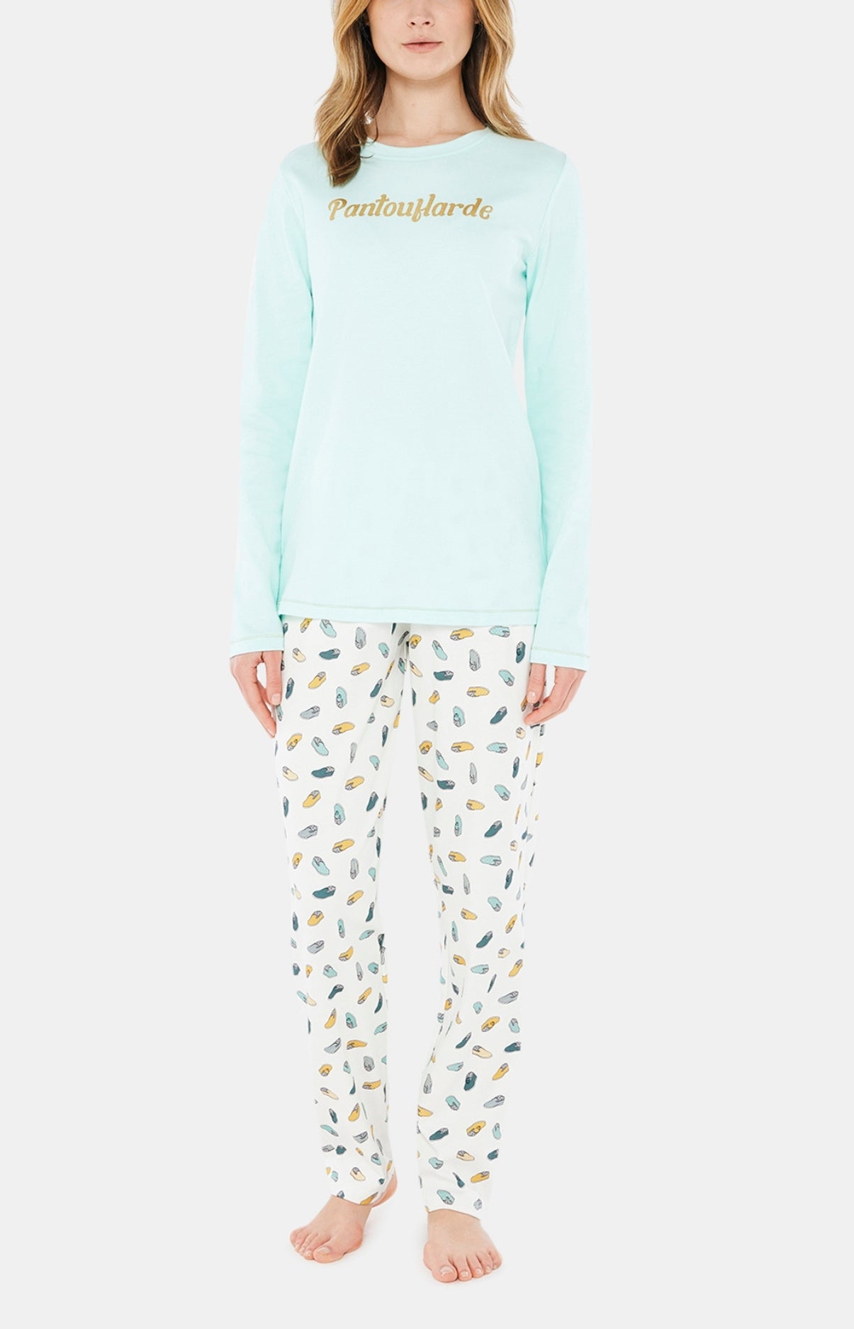 Pyjama long Homme Pantouflard Blanc et Ivoire 6