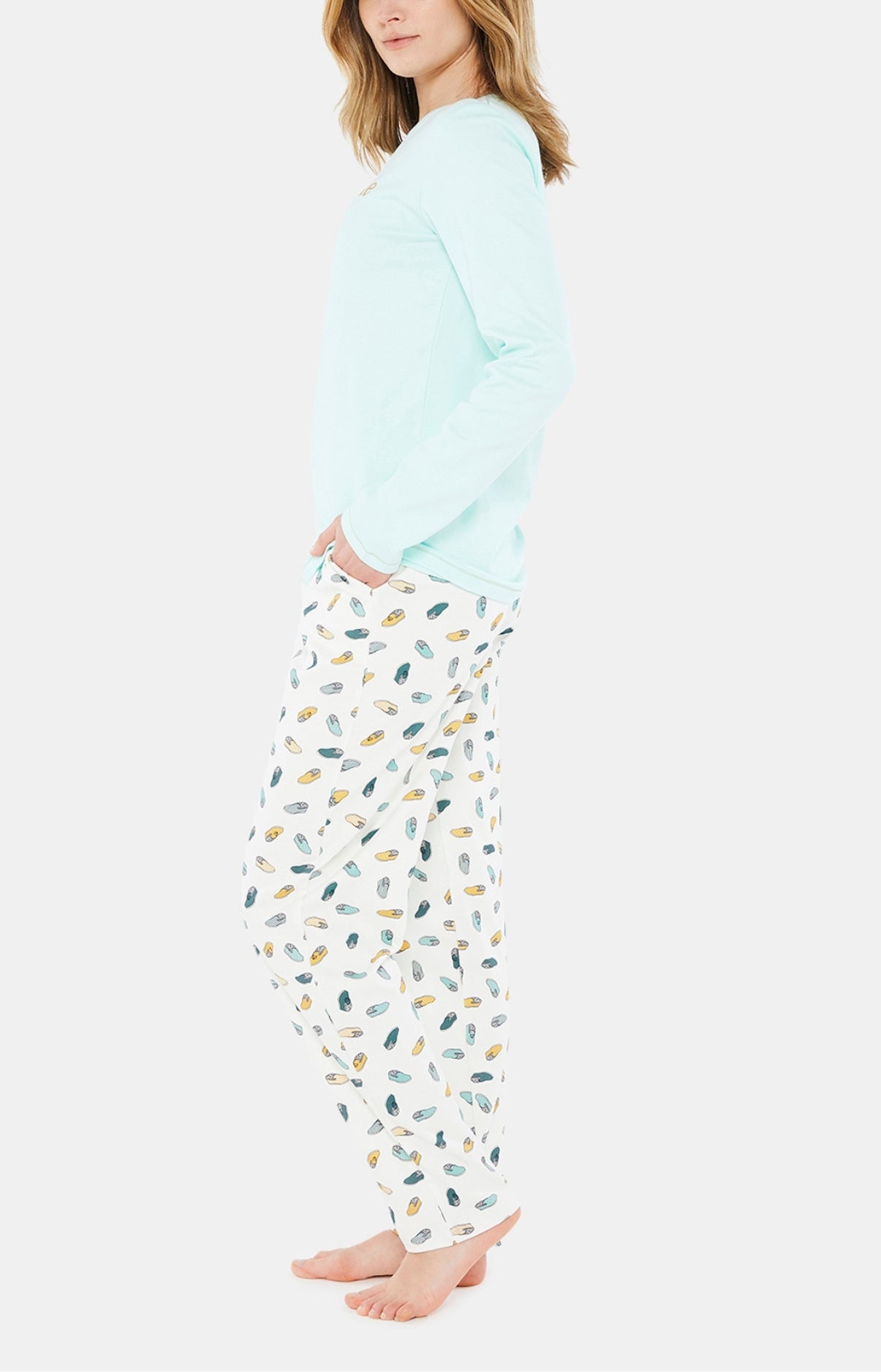 Pyjama long Homme Pantouflard Blanc et Ivoire 8