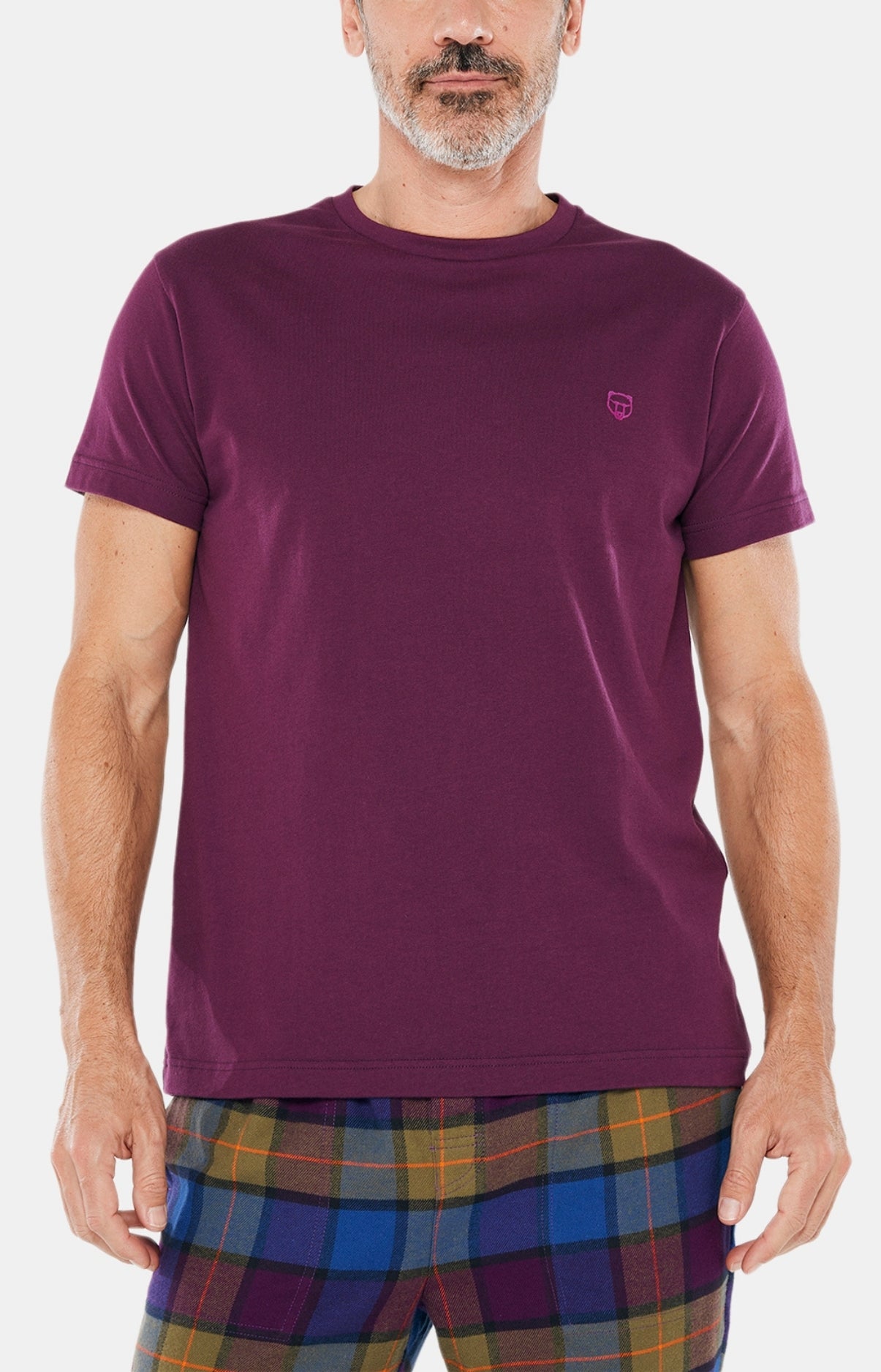 Tee-shirt Homme manches courtes Coton Violet et Bordeaux 1