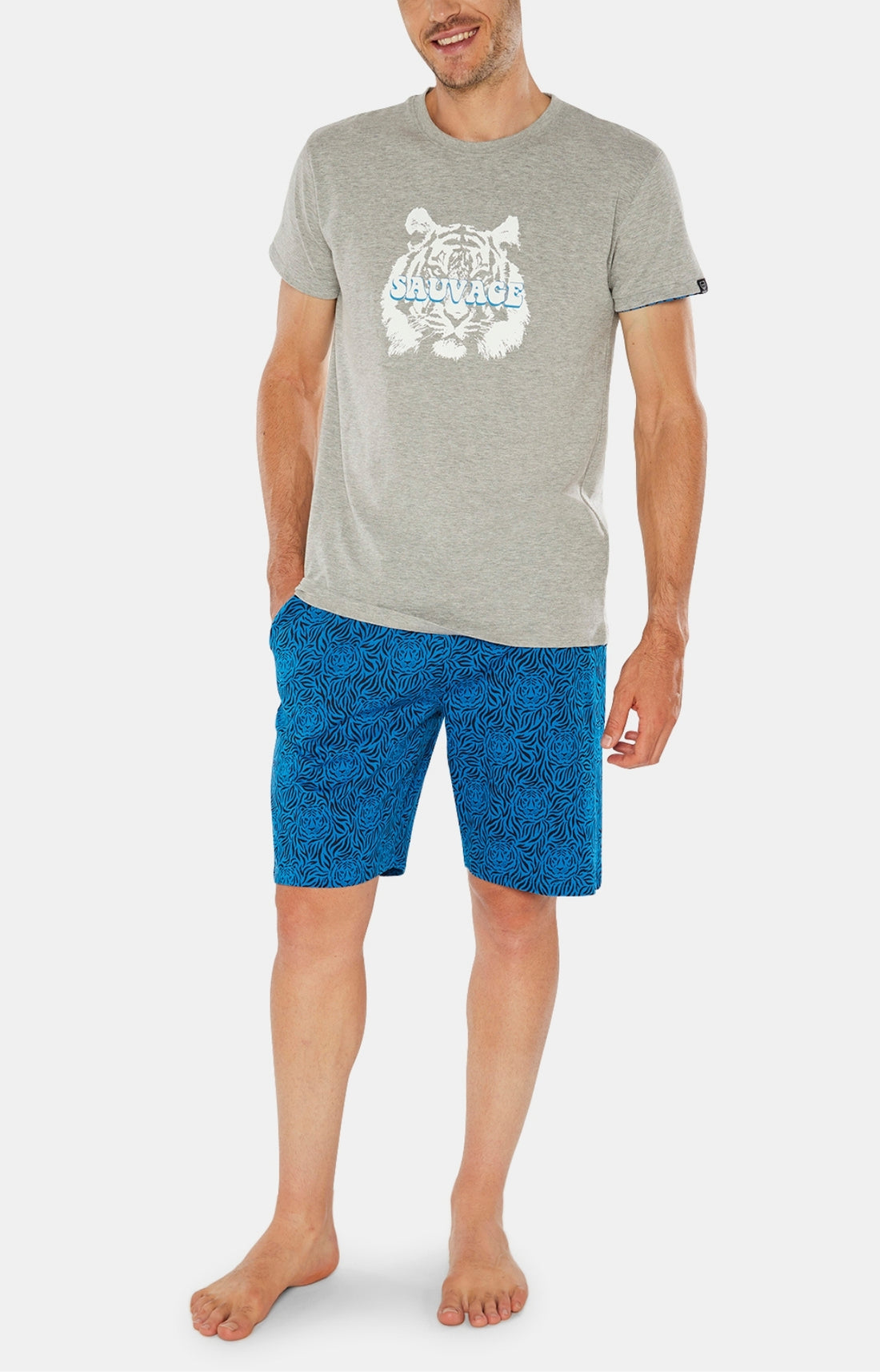 Pyjashort Homme Tigre Bleu 1