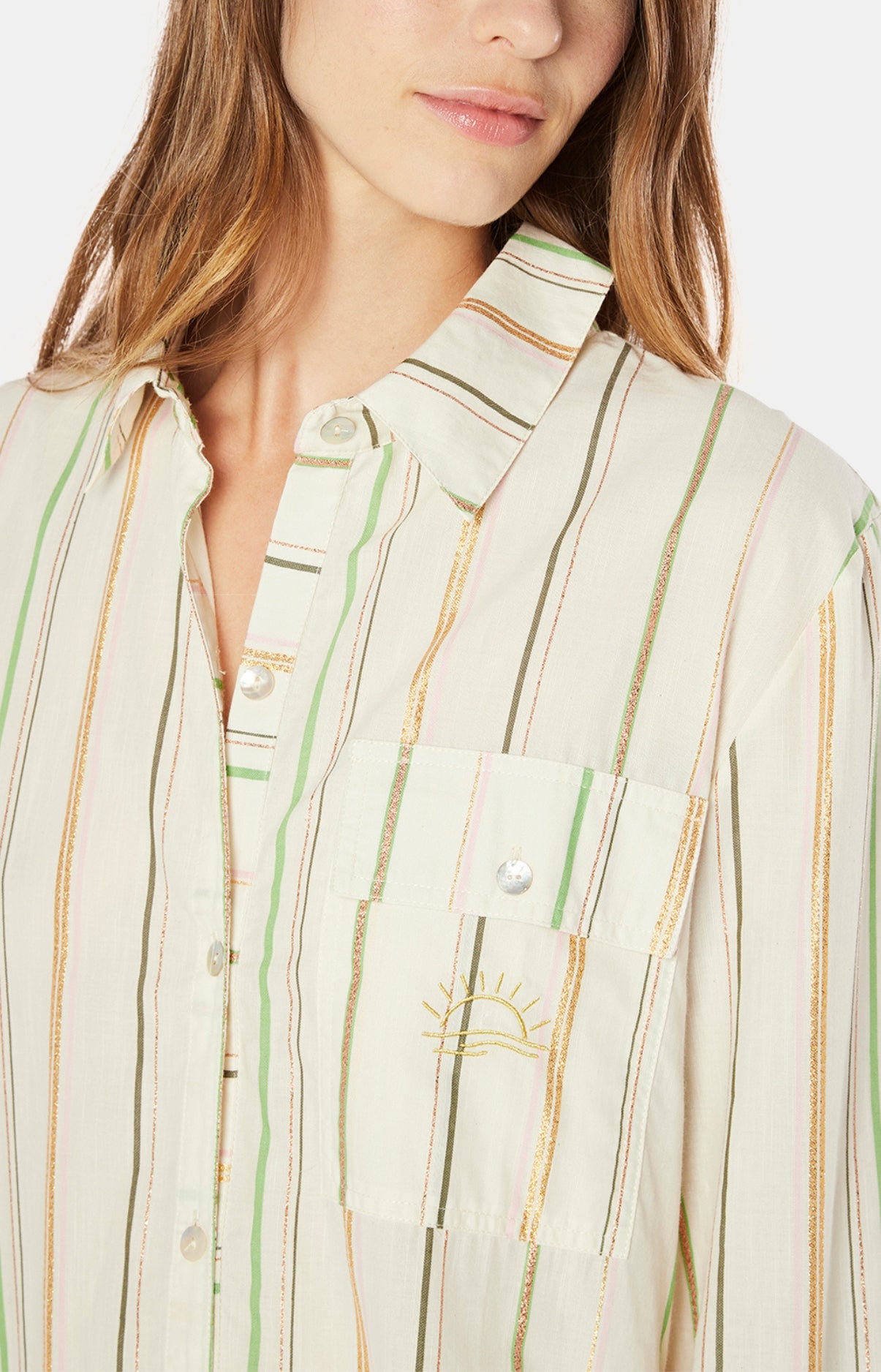 Robe Chemise Femme Rayé Sunset Blanc et Ivoire 6