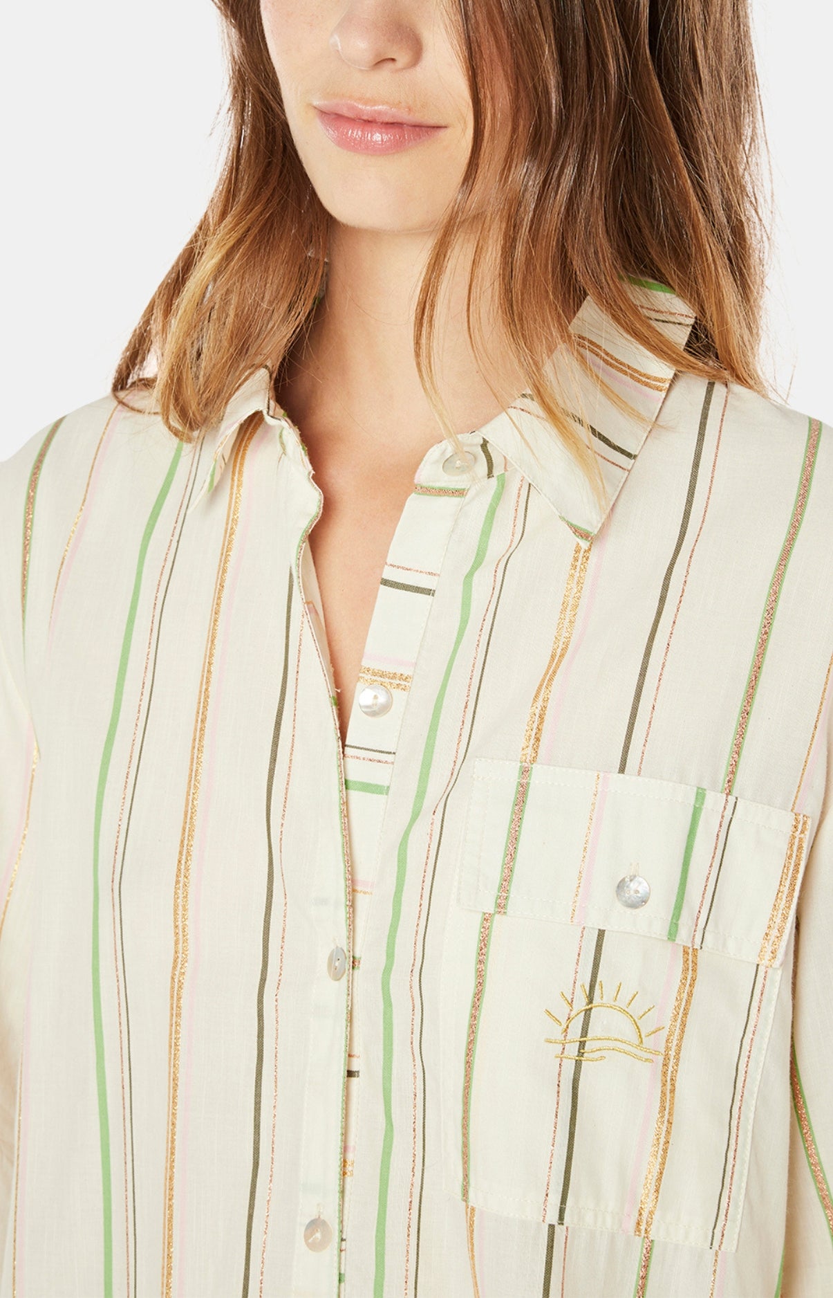 Robe Chemise Femme Rayé Sunset Blanc et Ivoire 2