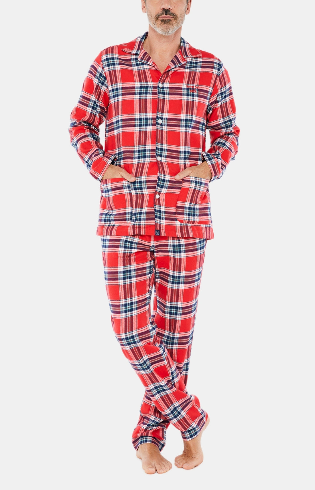 Pyjama long boutonné Homme Logan Rouge 6