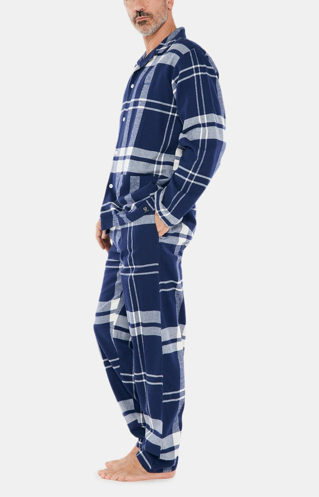 Pyjama long boutonné Homme Big Carreaux Marine 3