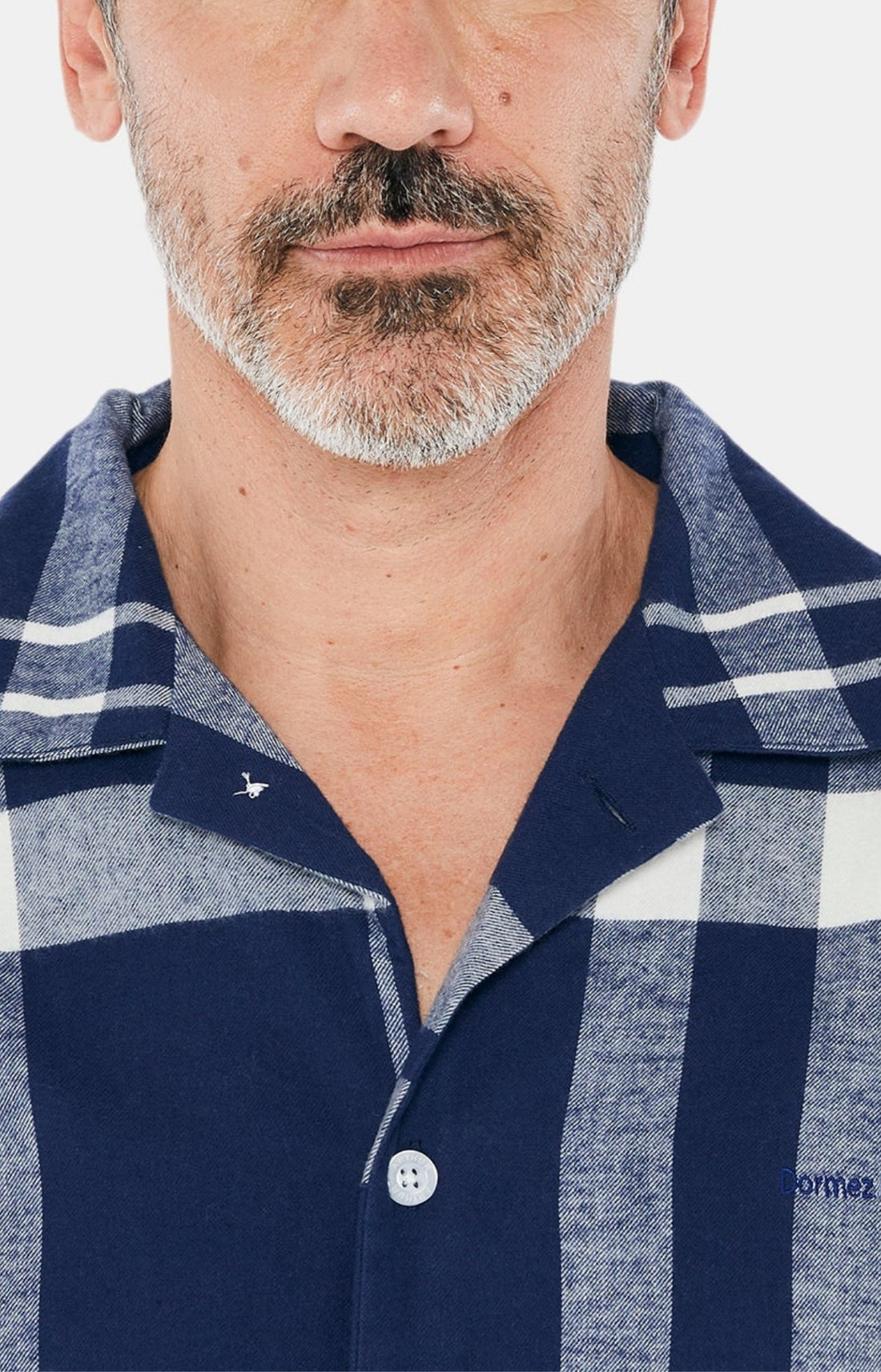 Pyjama long boutonné Homme Big Carreaux Marine 2