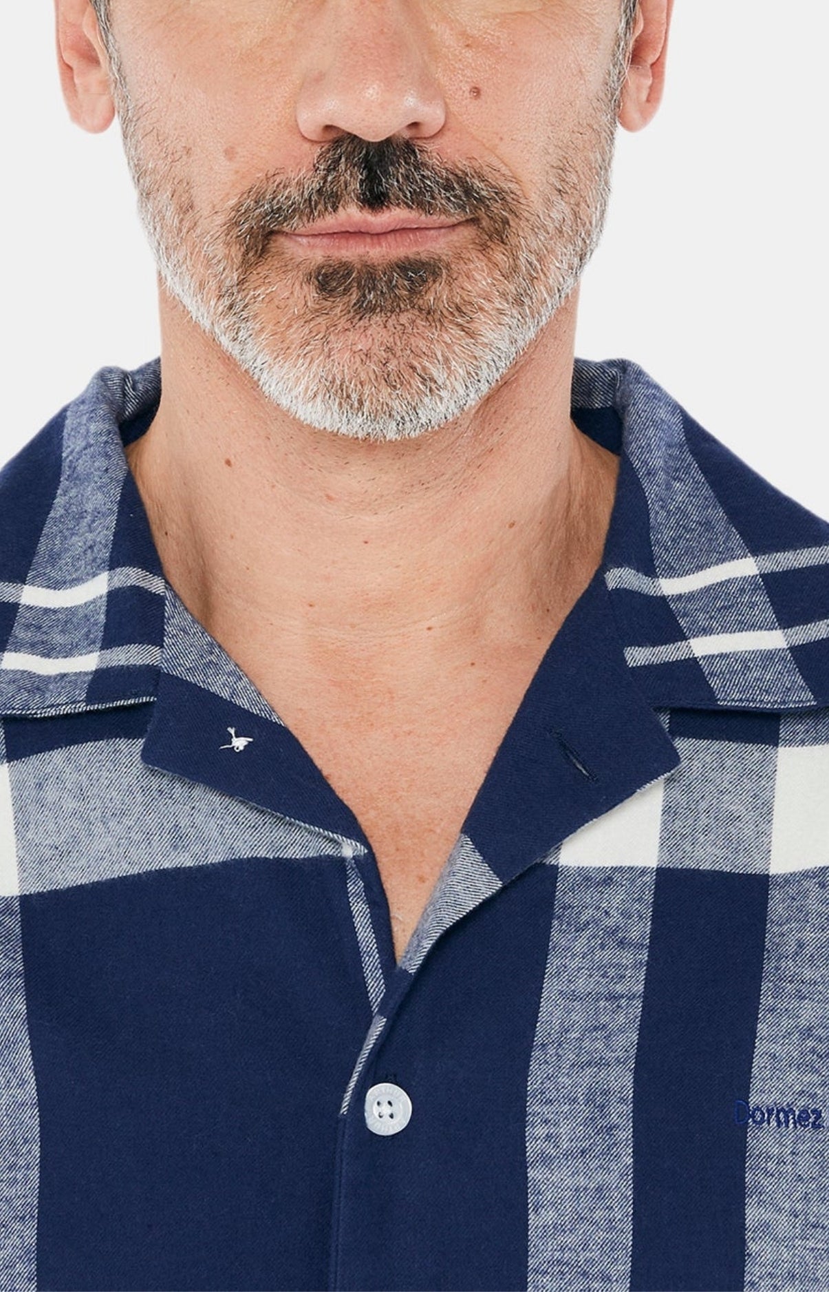 Pyjama long boutonné Homme Big Carreaux Marine 2