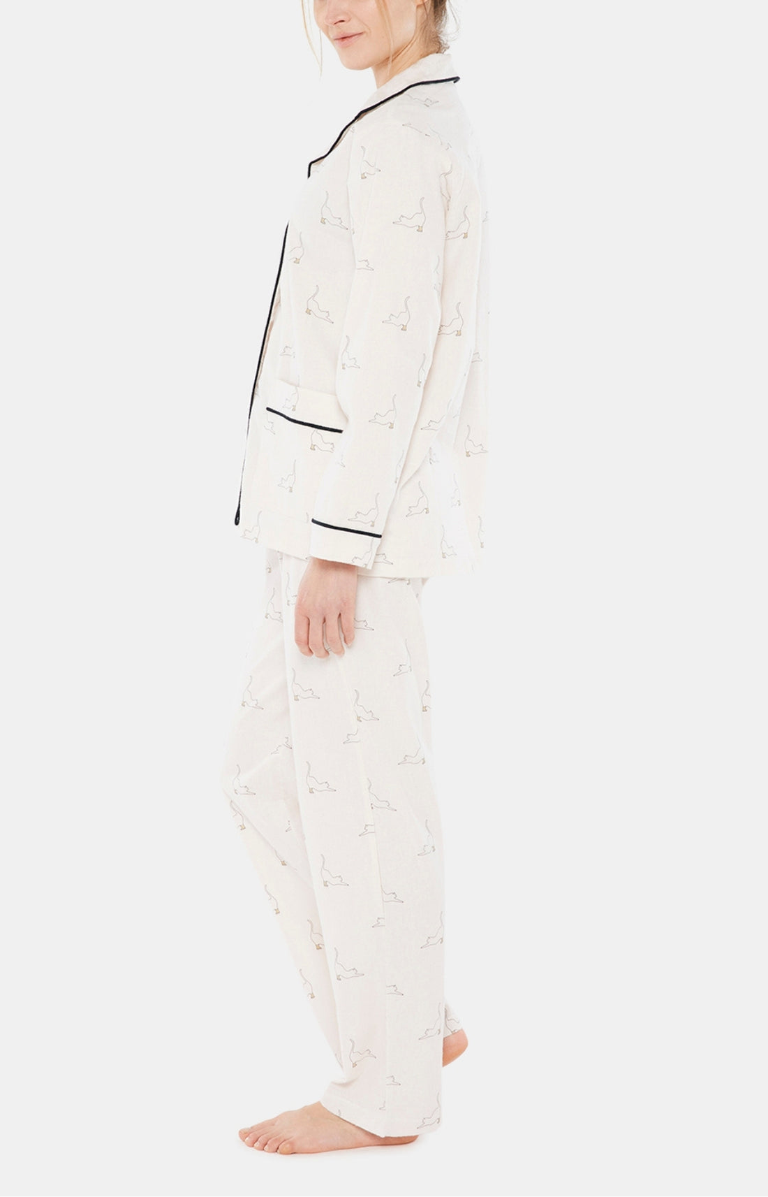 Pyjama long boutonné Femme Chat Beauté Rose 2