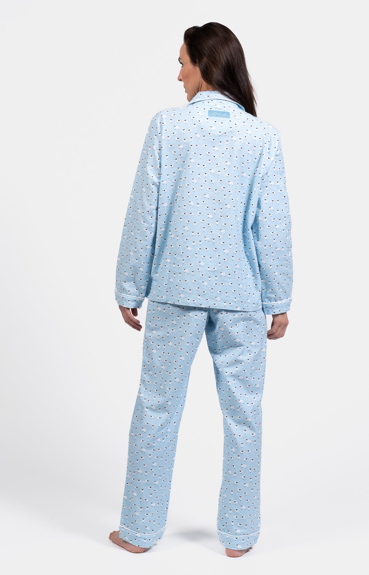 Pyjama long boutonné Femme Mouton Bleu 5